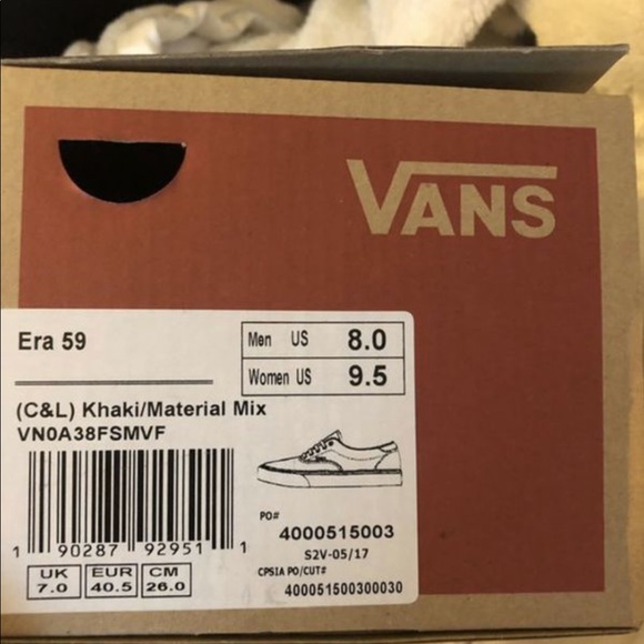 Vans C&L Era 59 Khaki NEW in box size 8 men - Picture 4 of 4